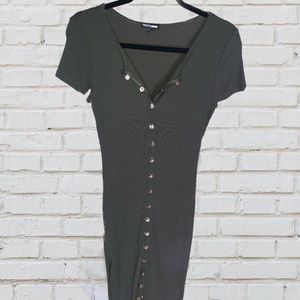 Long dark green dress